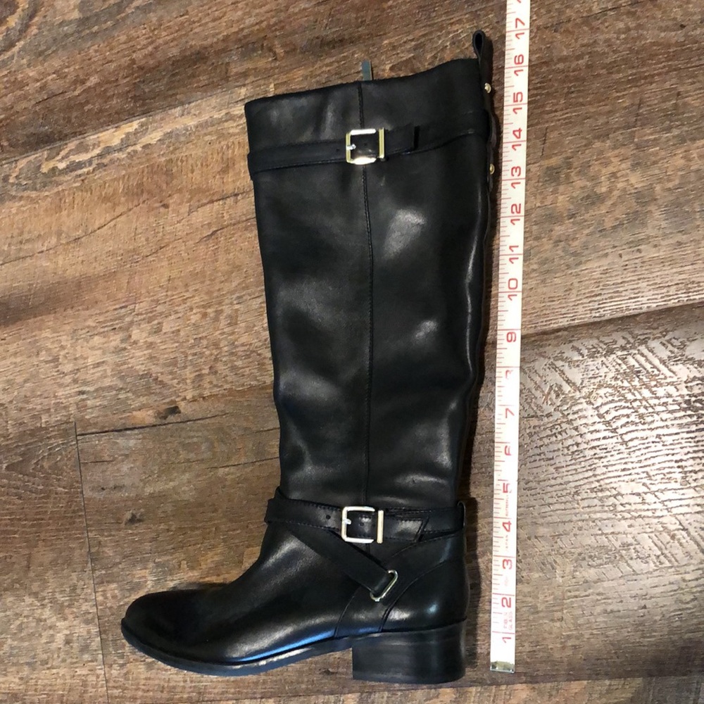 7 Essex Lane Leather Buckle Boots Soft Supple Low Heel Tall Boots Knee Maggie - Picture 10 of 11